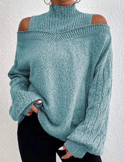 Cold Shoulder Turtleneck Sweater