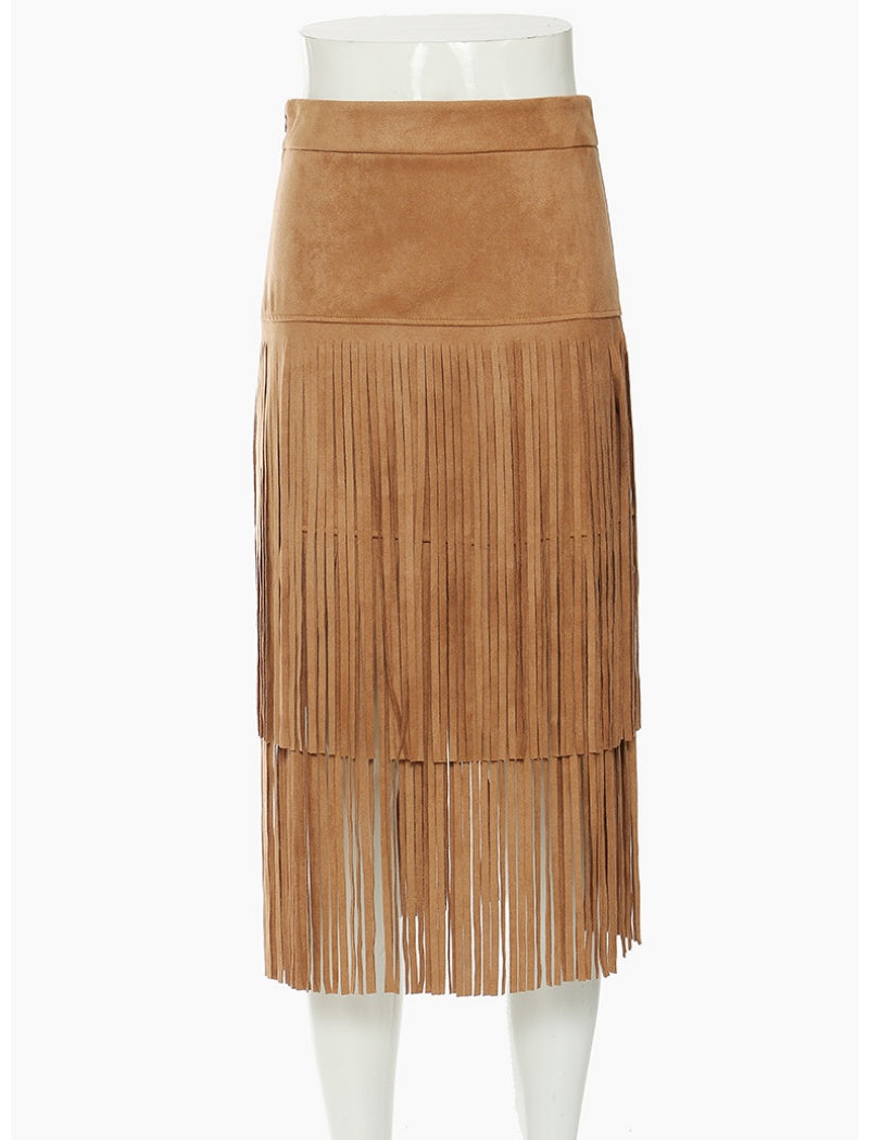 Fringed Mid-length Skirt