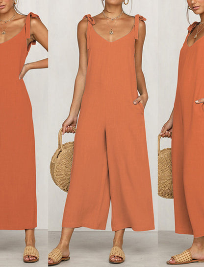 Tie-Strap Wide-Leg Jumpsuit