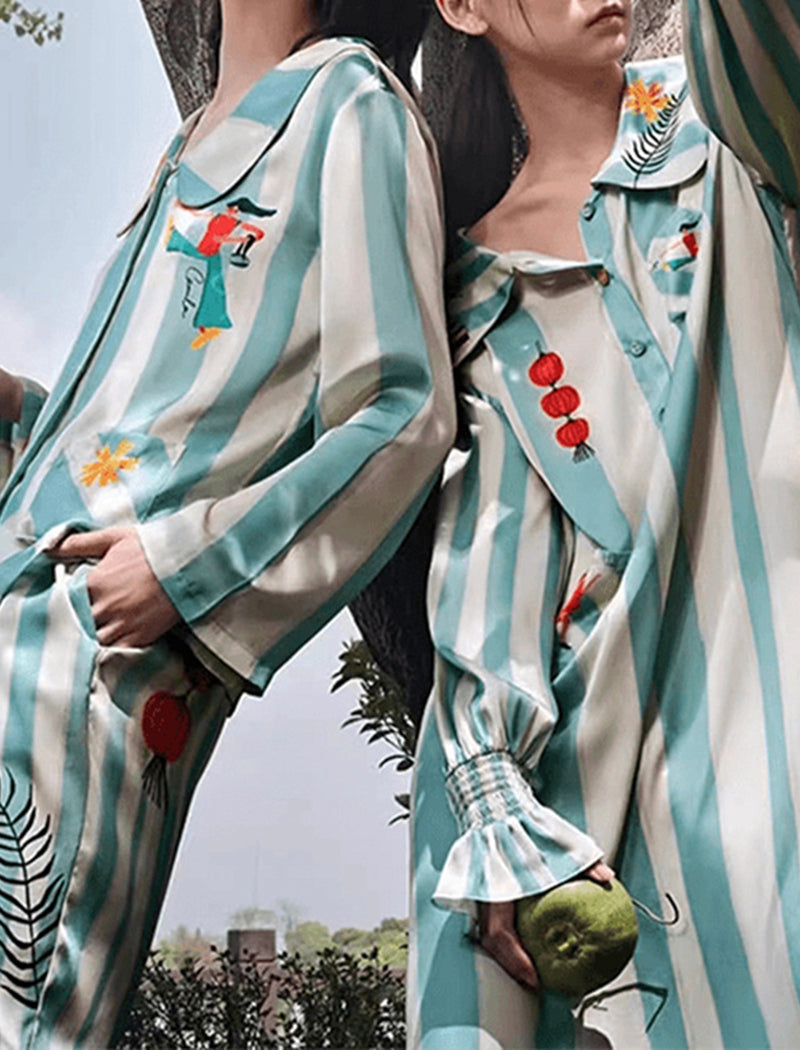 Printed Button-Down Pajama Set