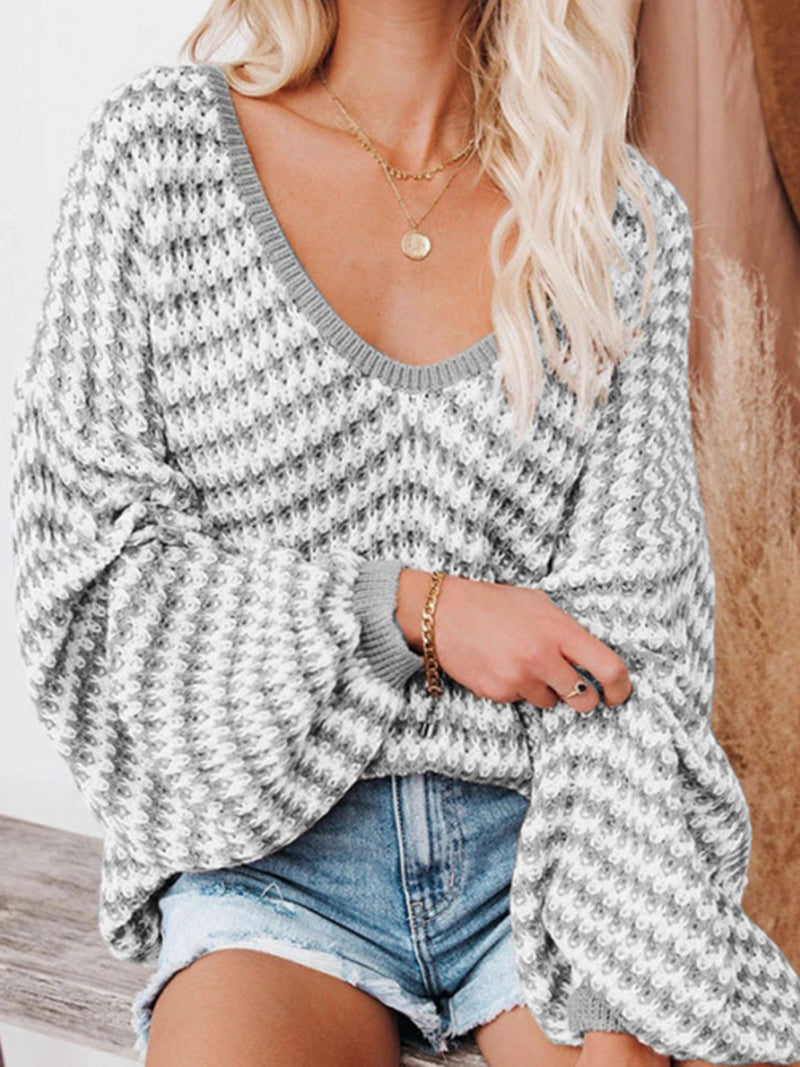 Striped Cowl Neck Sweater