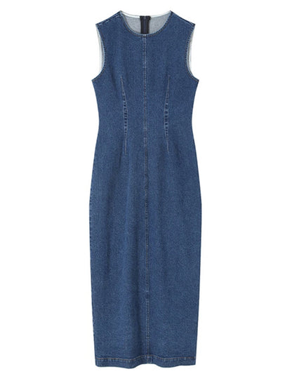 Denim sleeveless Pencil Maxi Dress