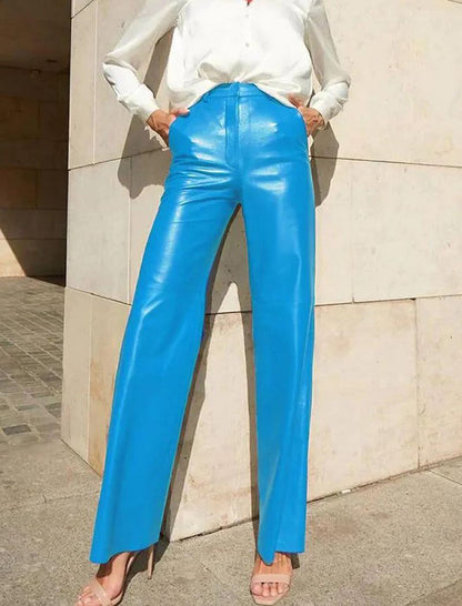High Waist PU Leather Pants
