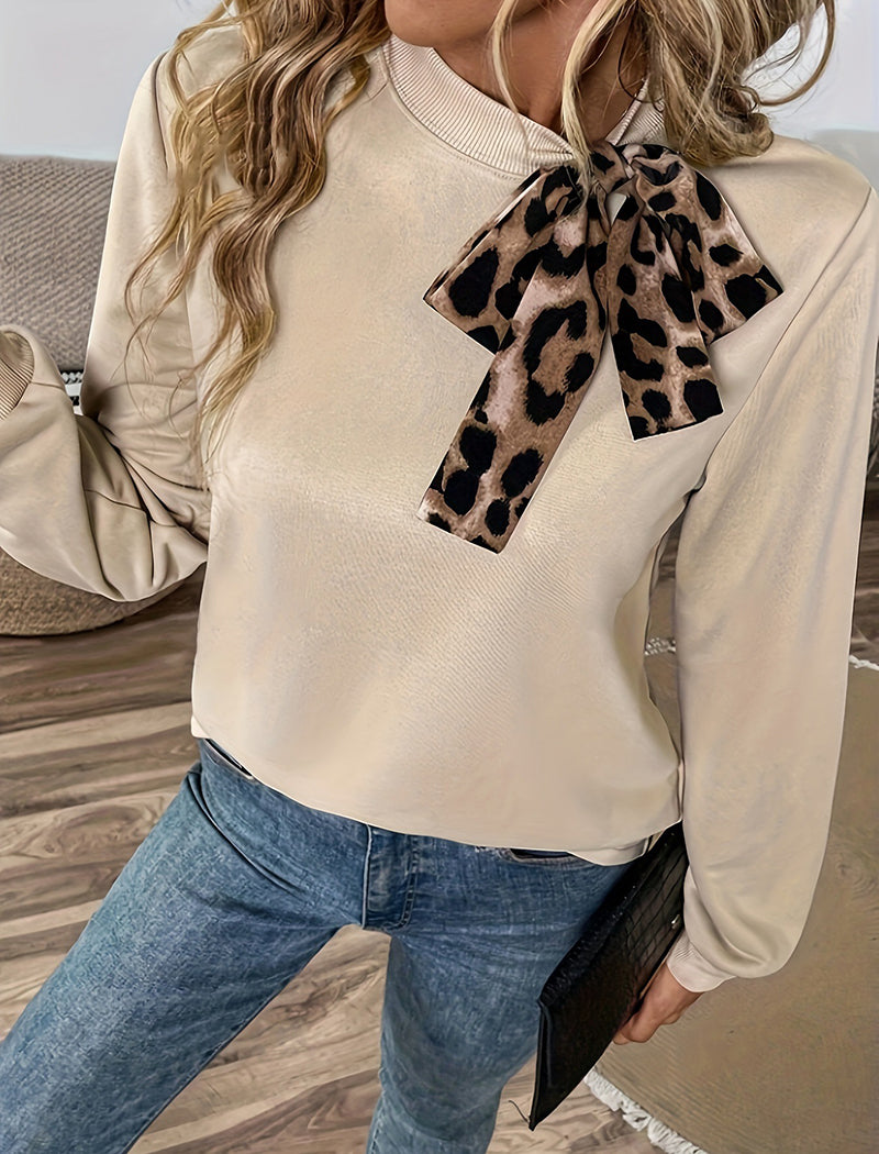 Leopard Print Bow Pullover