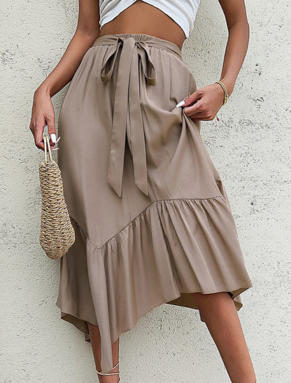 High-Low Wrap Midi Skirt