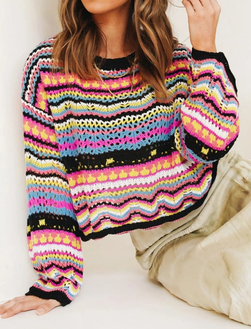 Vibrant Multicolor Striped Sweater