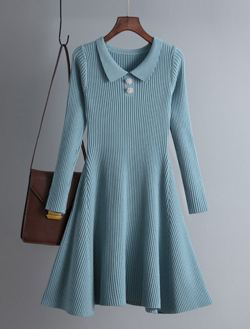 Long Sleeve Ribbed Knit Dress