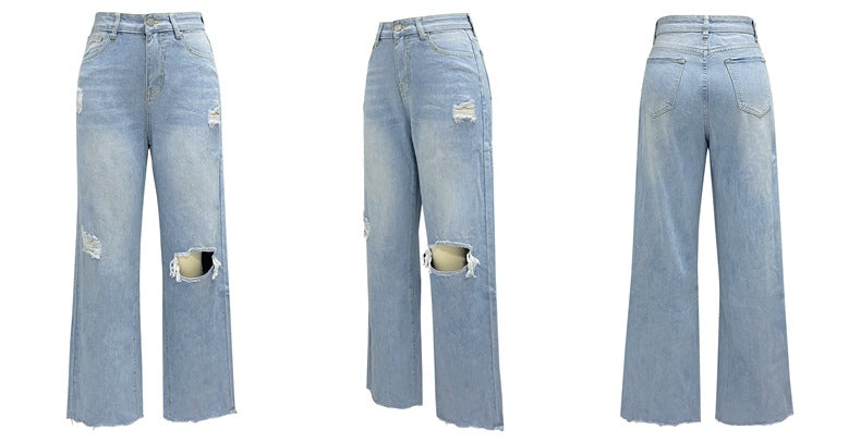 High-Waist Distressed Jeans