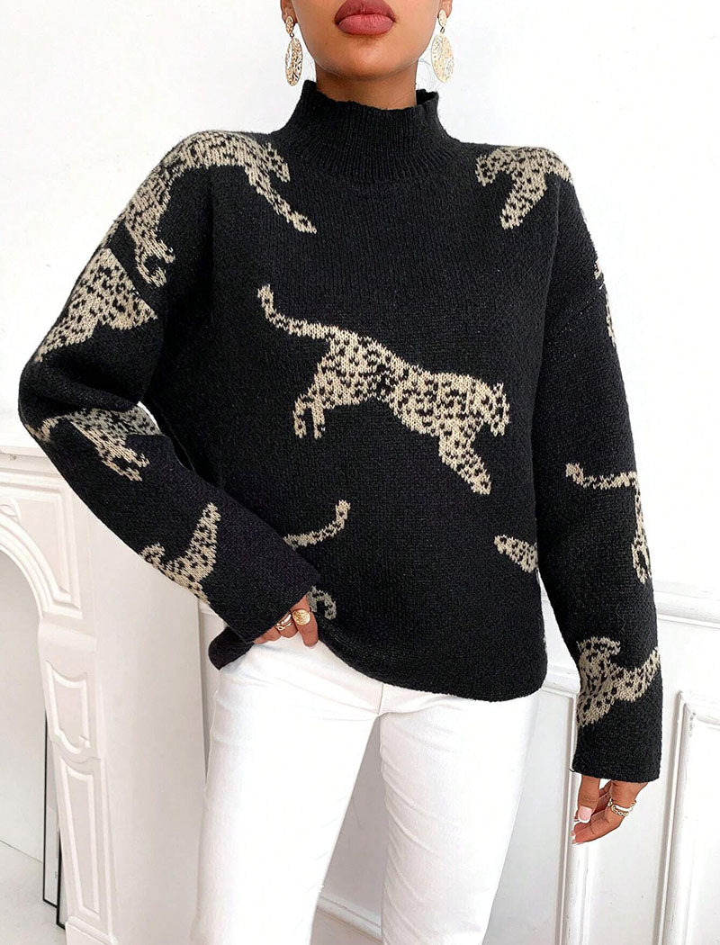 Leopard Pattern Knit Sweater