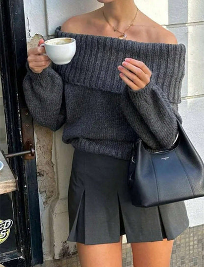 Fitted Lantern Sleeve Knit Sweater