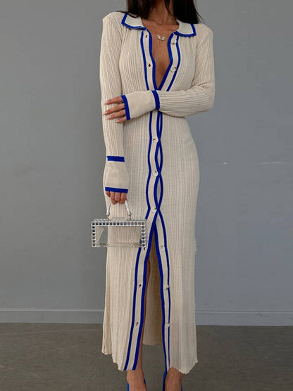 Button-Up Knit Maxi Dress