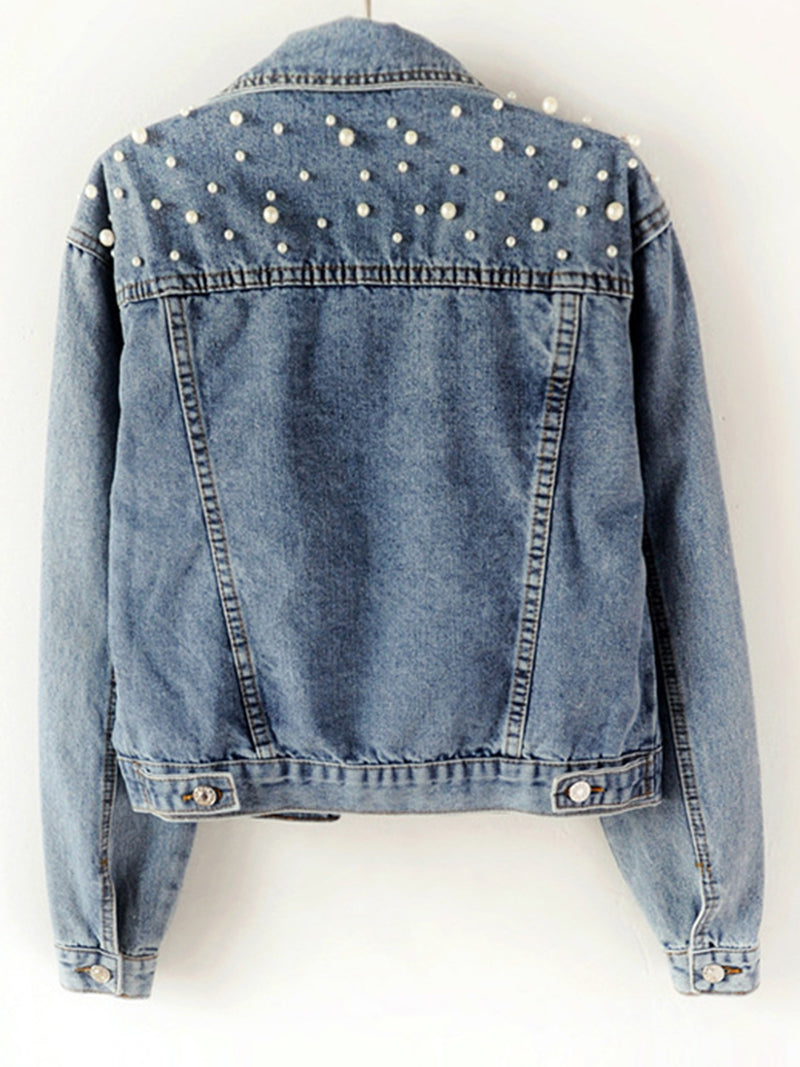 Pearl Embellished Denim Jacket