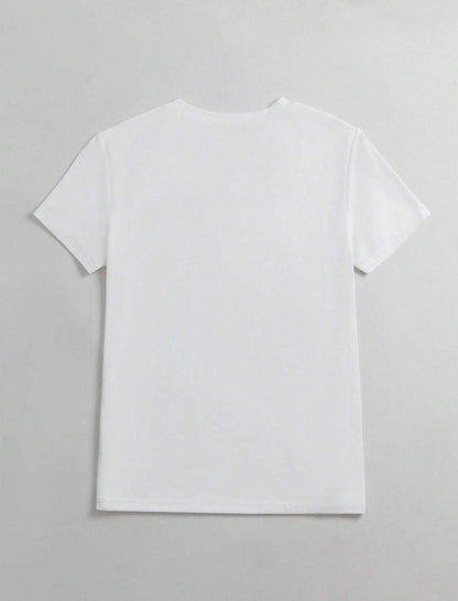 Printed Letter Loose-Fit Short Sleeve Tee