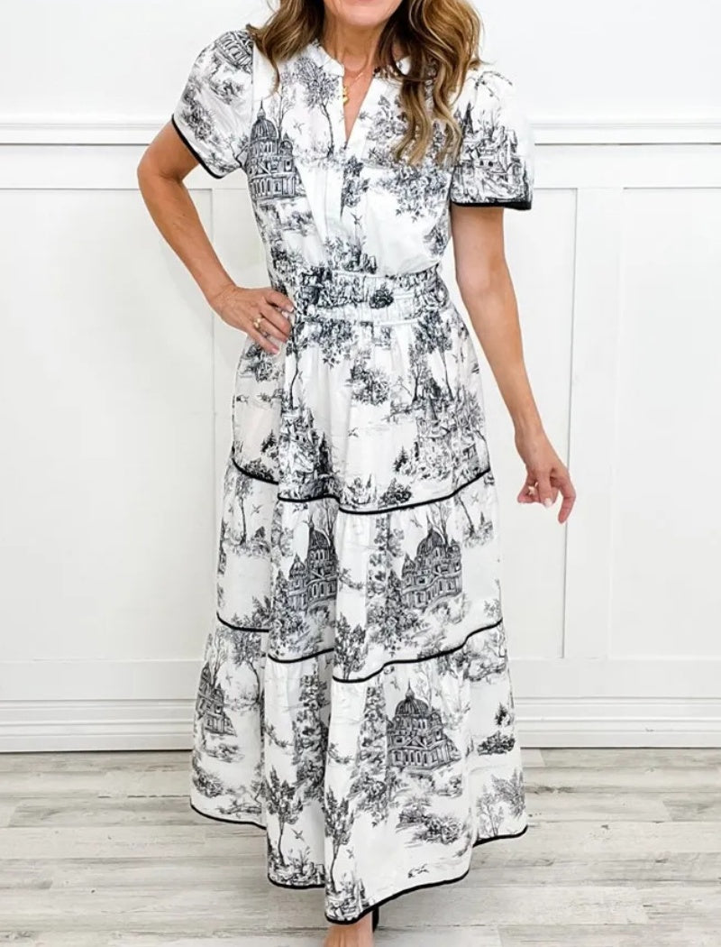 Tiered Print Maxi Dress