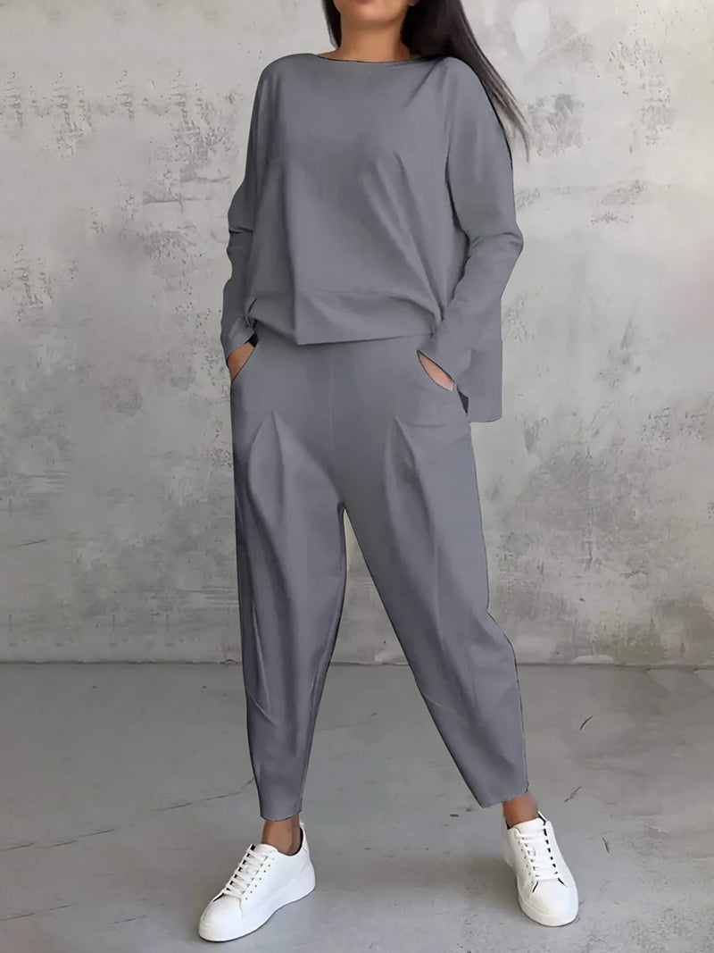 Solid Top and Pants Set