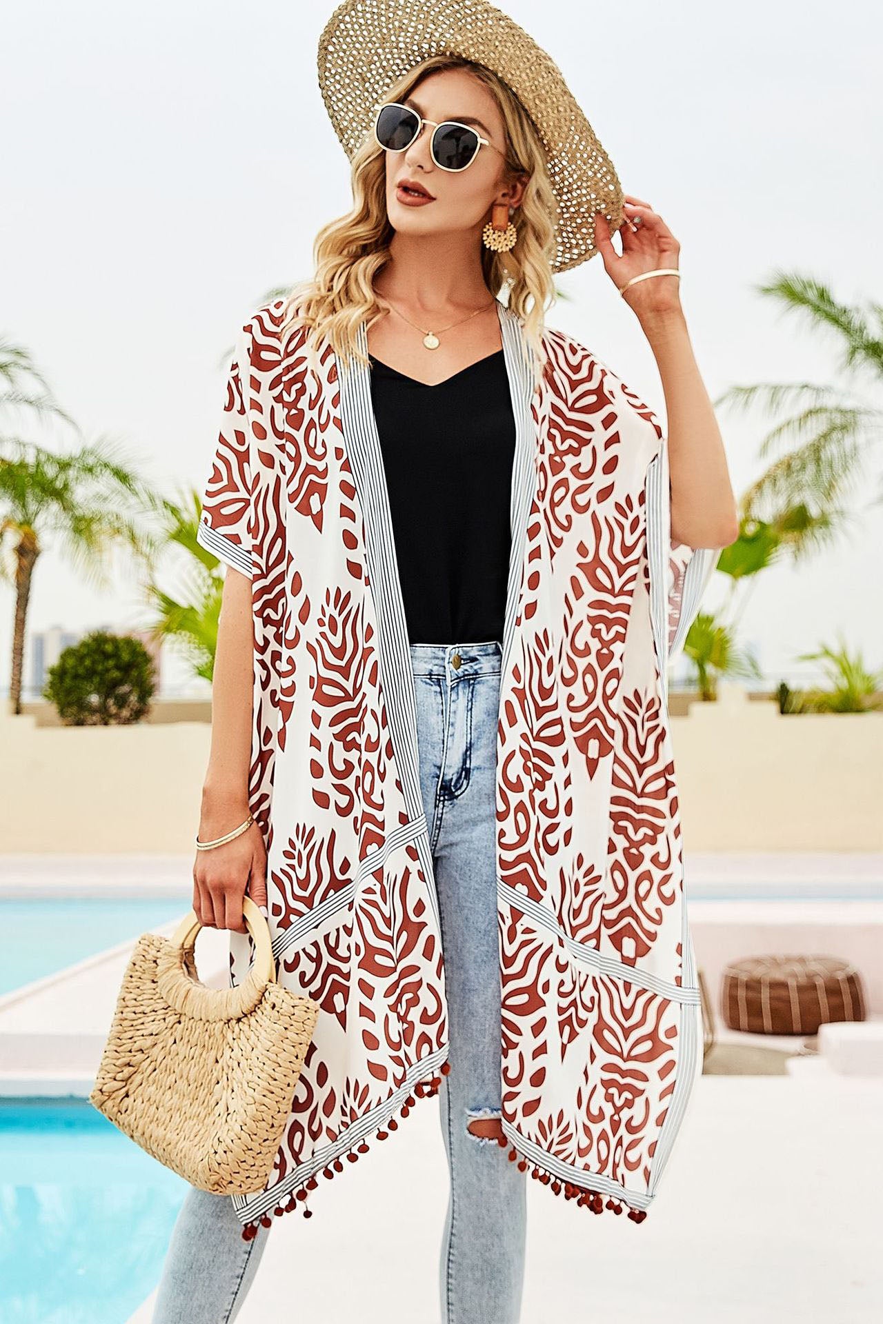 Printed Kimono Cover-Up