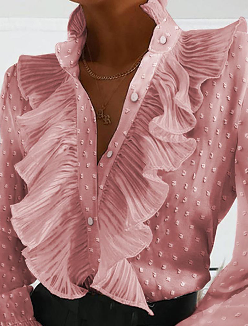Ruffle Detail Button-Up Blouse