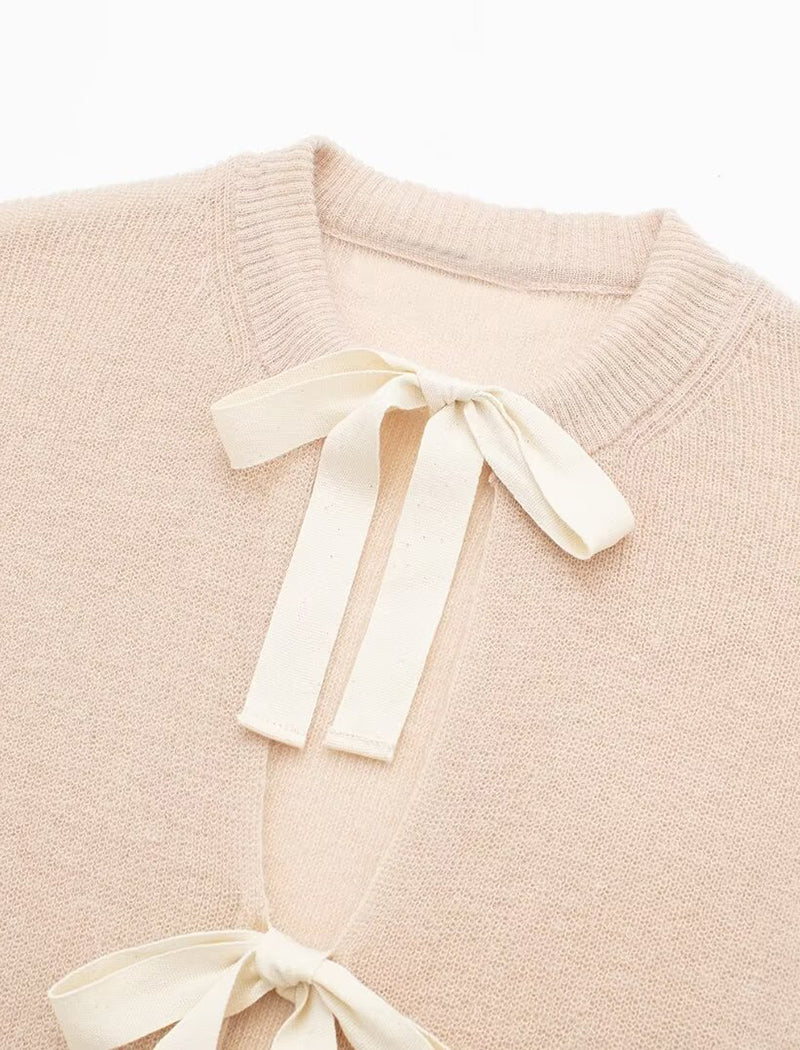 Bow-Knot Detail Knit Cardigan