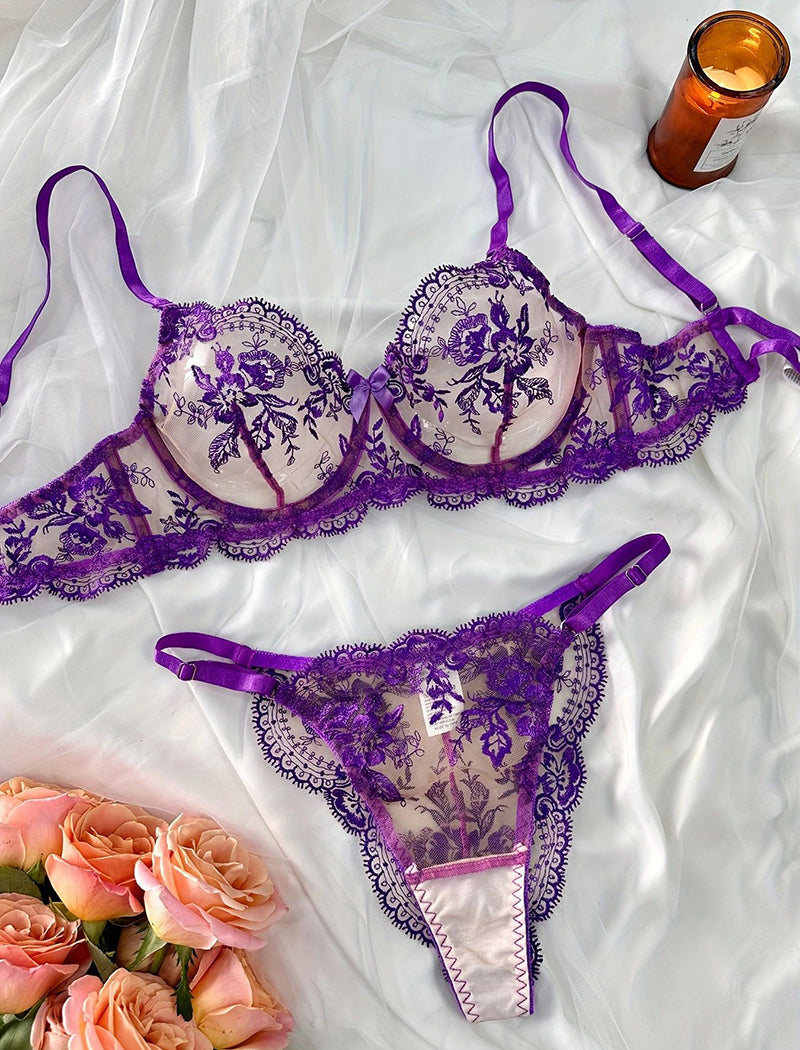 Floral Mesh Lingerie Set
