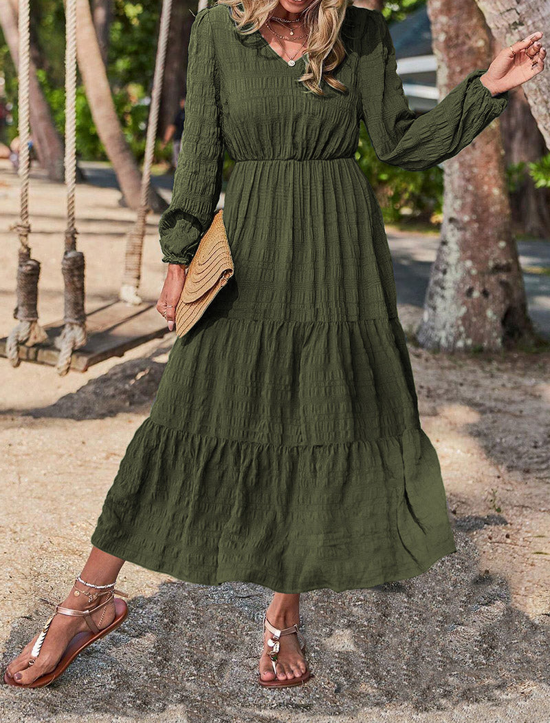 Tiered Long Sleeve Maxi Dress