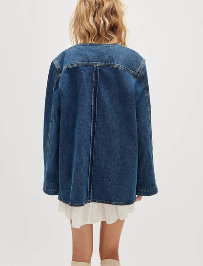 Tie-Front Denim Jacket with Patch Pockets