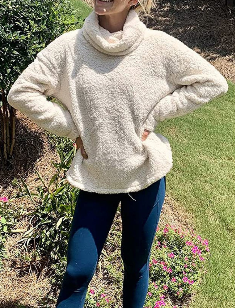 Cozy High-Neck Teddy Top