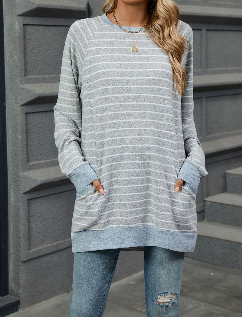 Striped Loose Fit Tunic Sweater