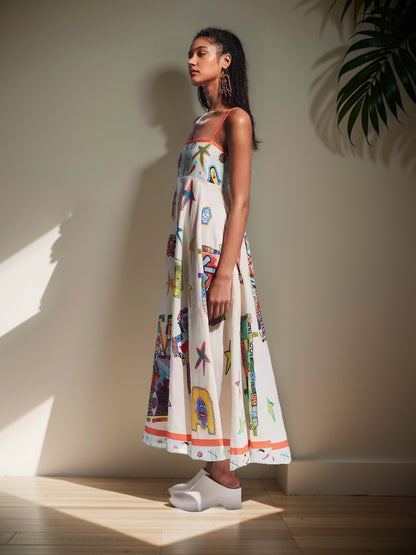 Abstract Print Maxi Cami Dress