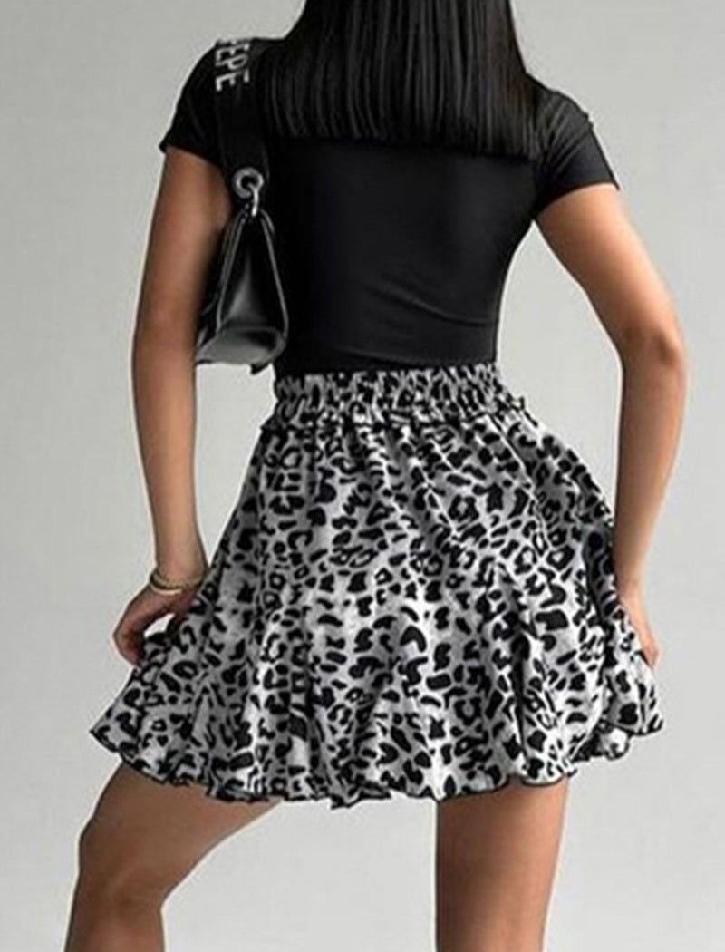 Leopard Print A-Line Mini Skirt