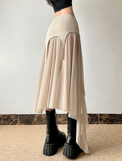 High-Waist Layered Sheer Skirt