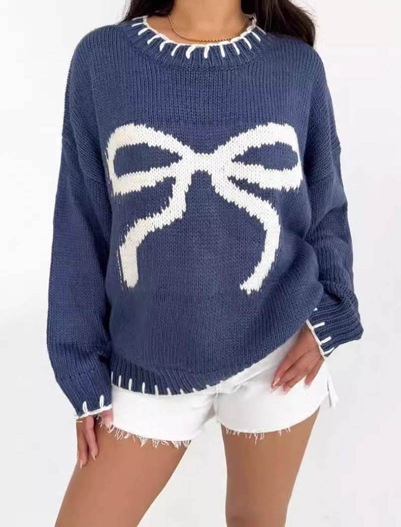 Bow Graphic Knit Sweater