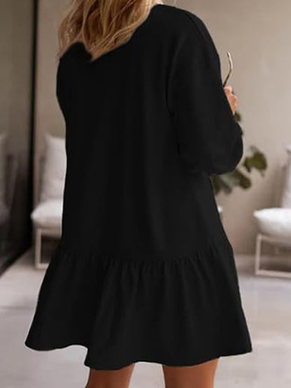 Tiered Long-Sleeve Mini Dress