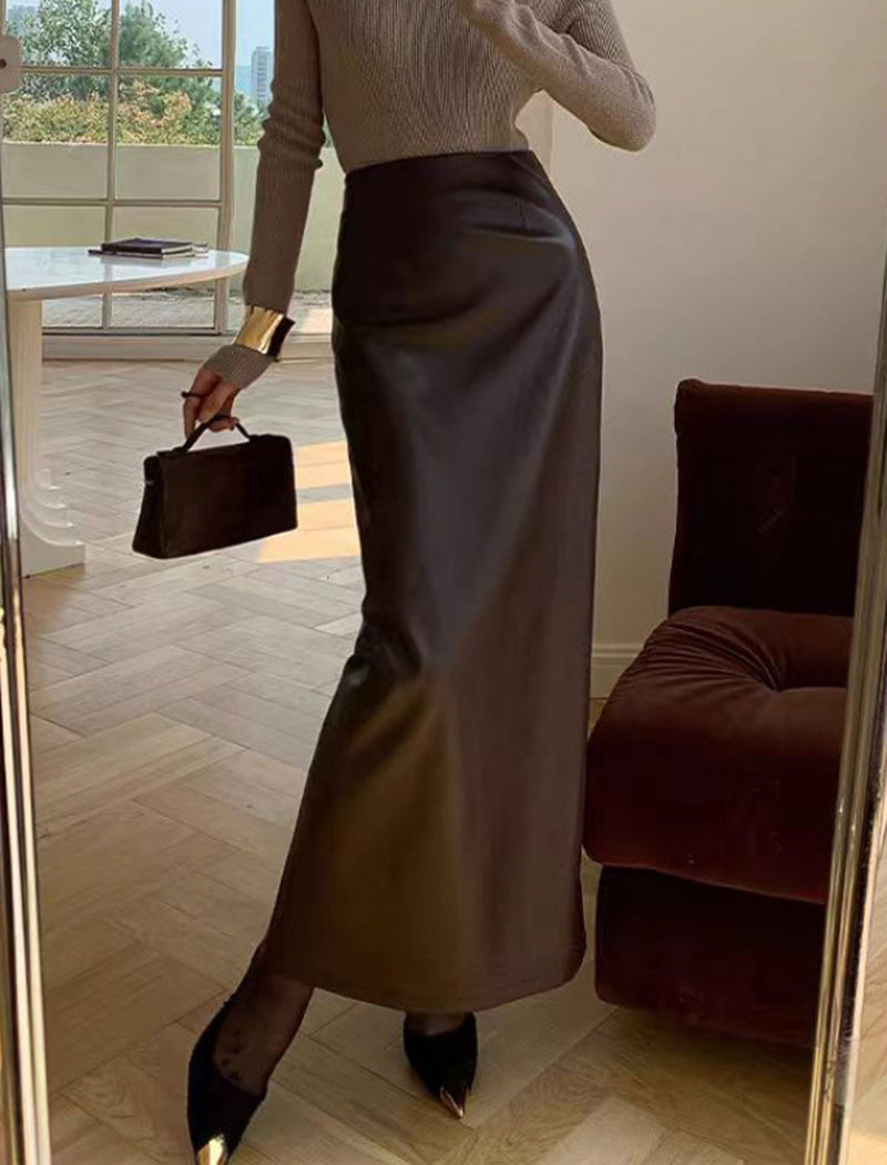 High-Waist Faux Leather Maxi Skirt