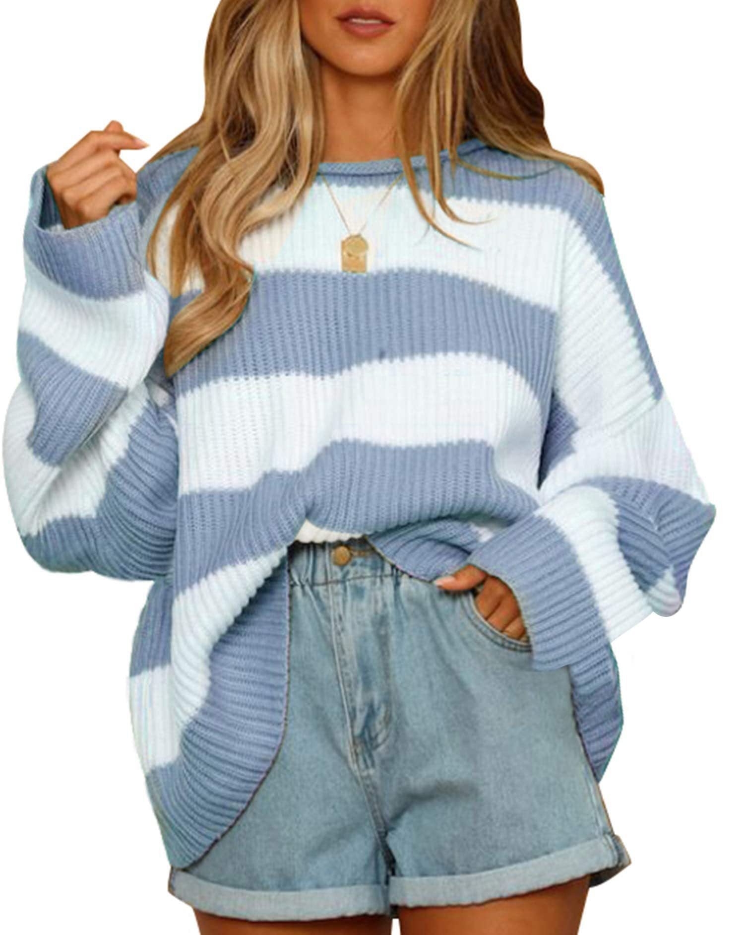 Striped Knit Pullover Sweater