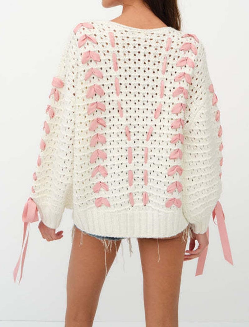 Crewneck Ribbon Sweater