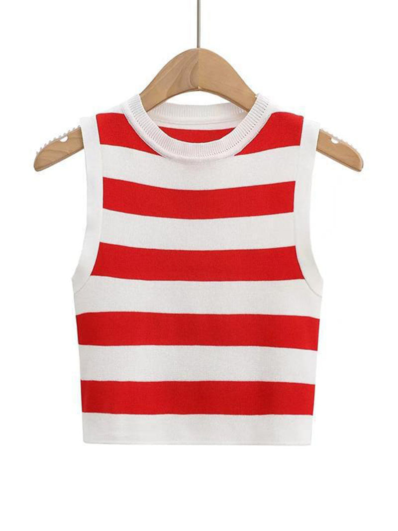 Striped Ribbed Knit Tank Top