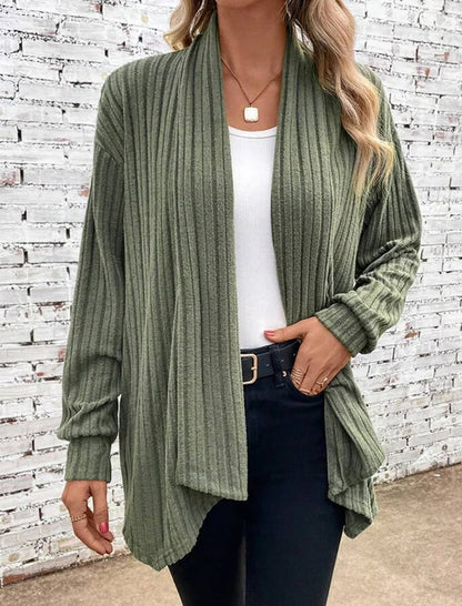 Ribbed Open-Front Cardigan