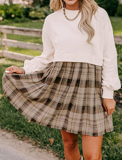 Plaid Contrast Mini Dress