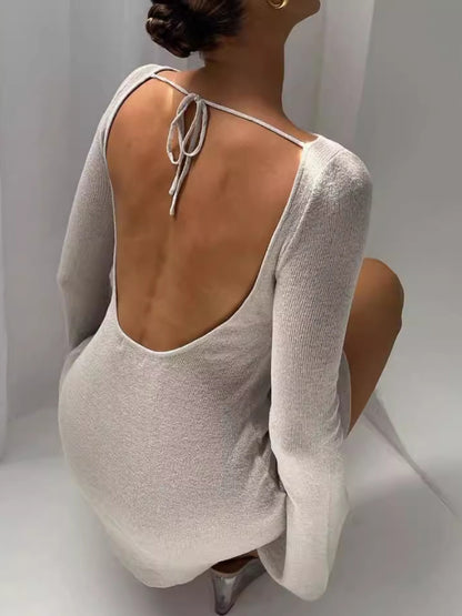 Solid Backless Bodycon Mini Dress