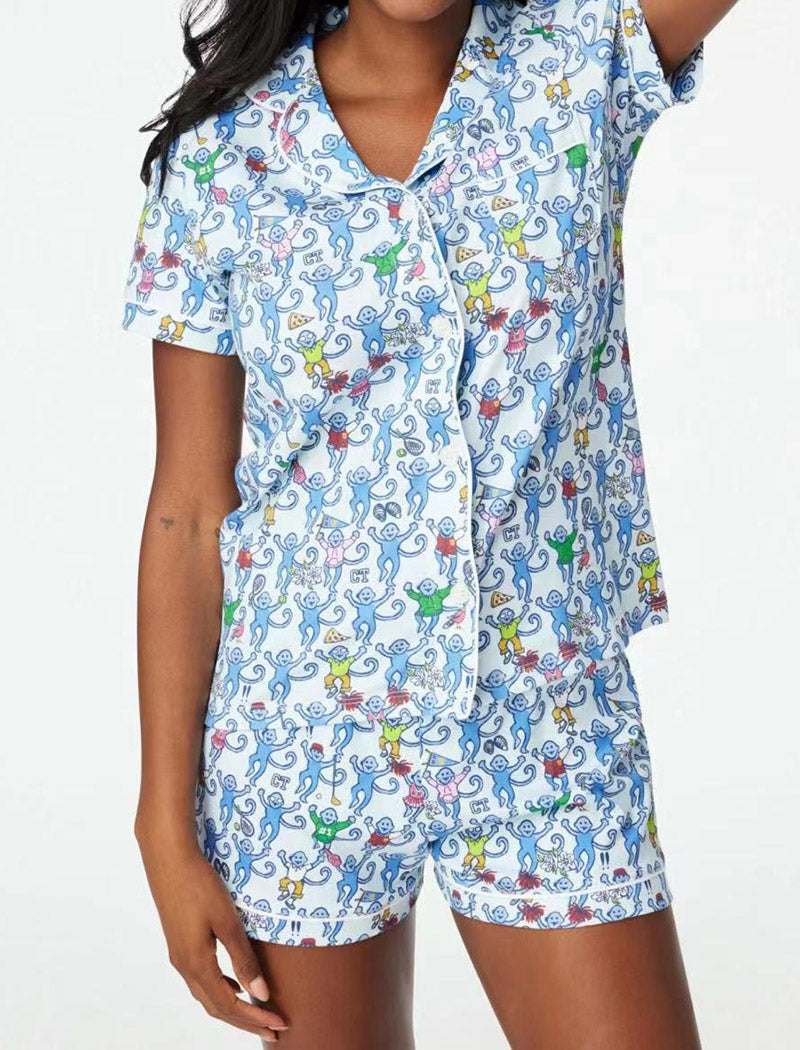 Cup Print Button-Down Pajama Set
