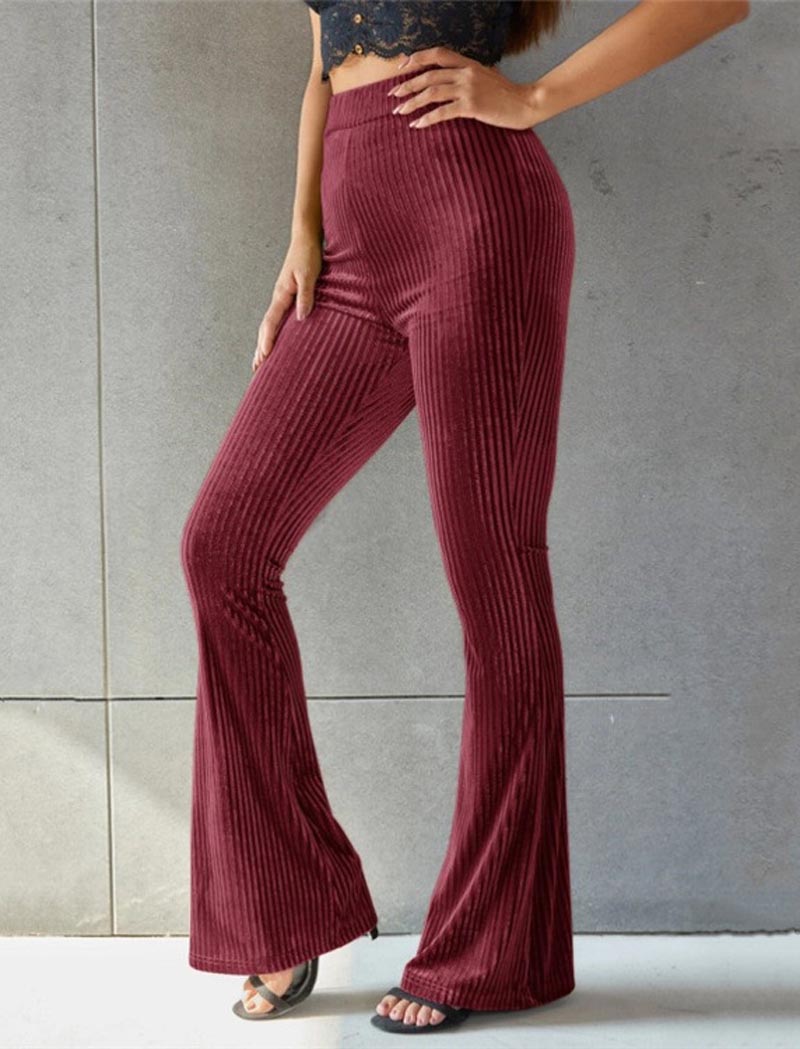 Velvet High-Waist Flared Pants