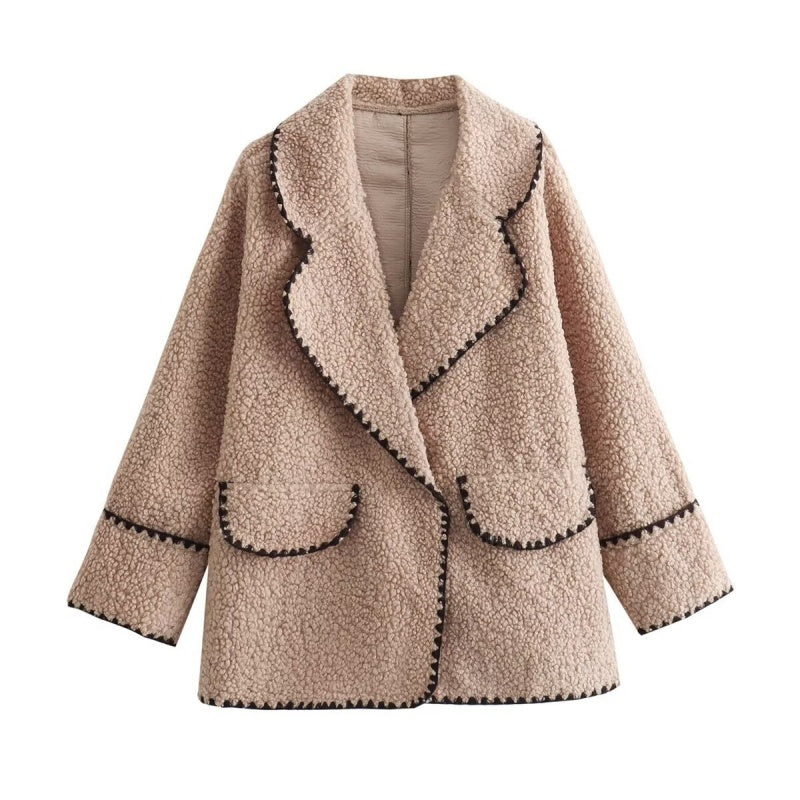 Textured Fleece Open Jacket