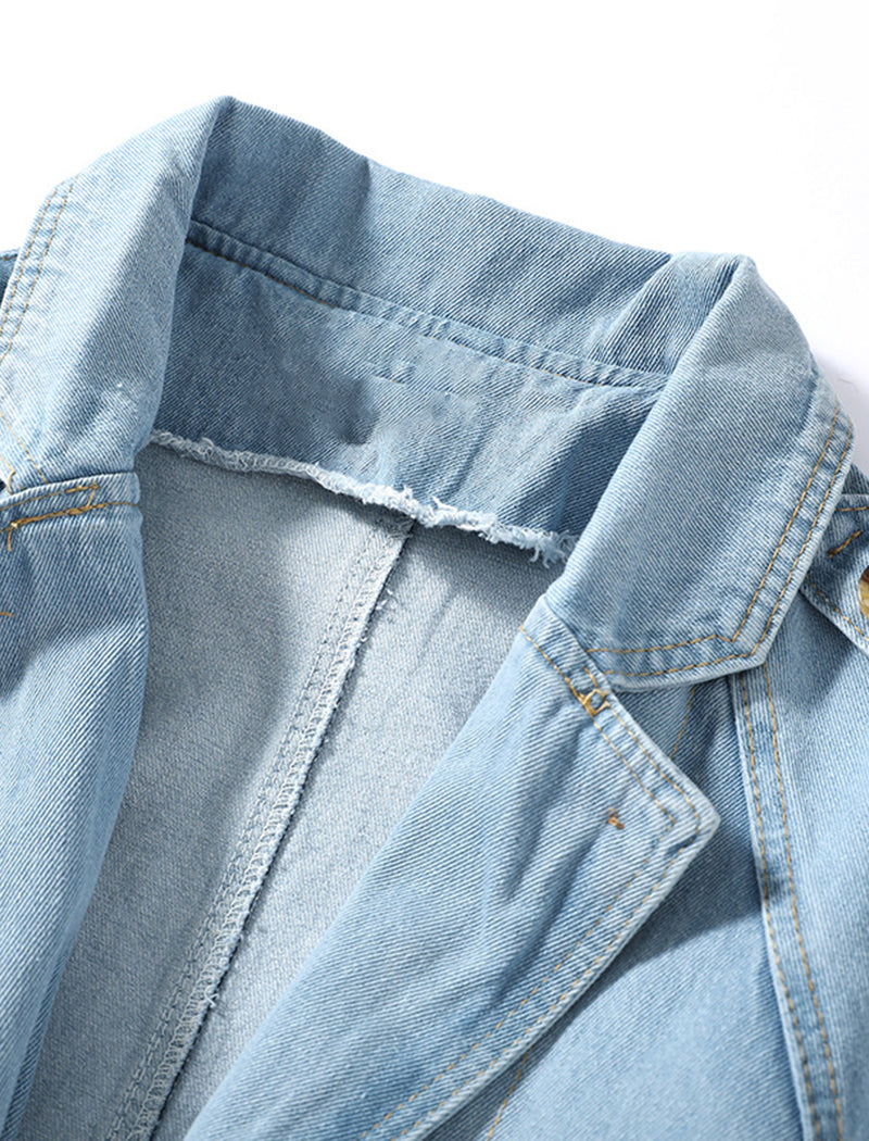 Buttoned Longline Denim Trench Coat