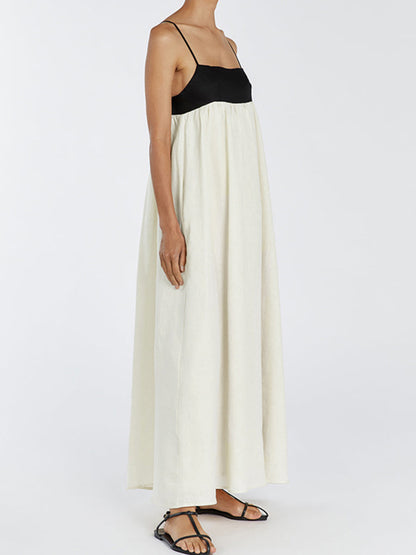 Colorblock Spaghetti Strap Maxi Dress