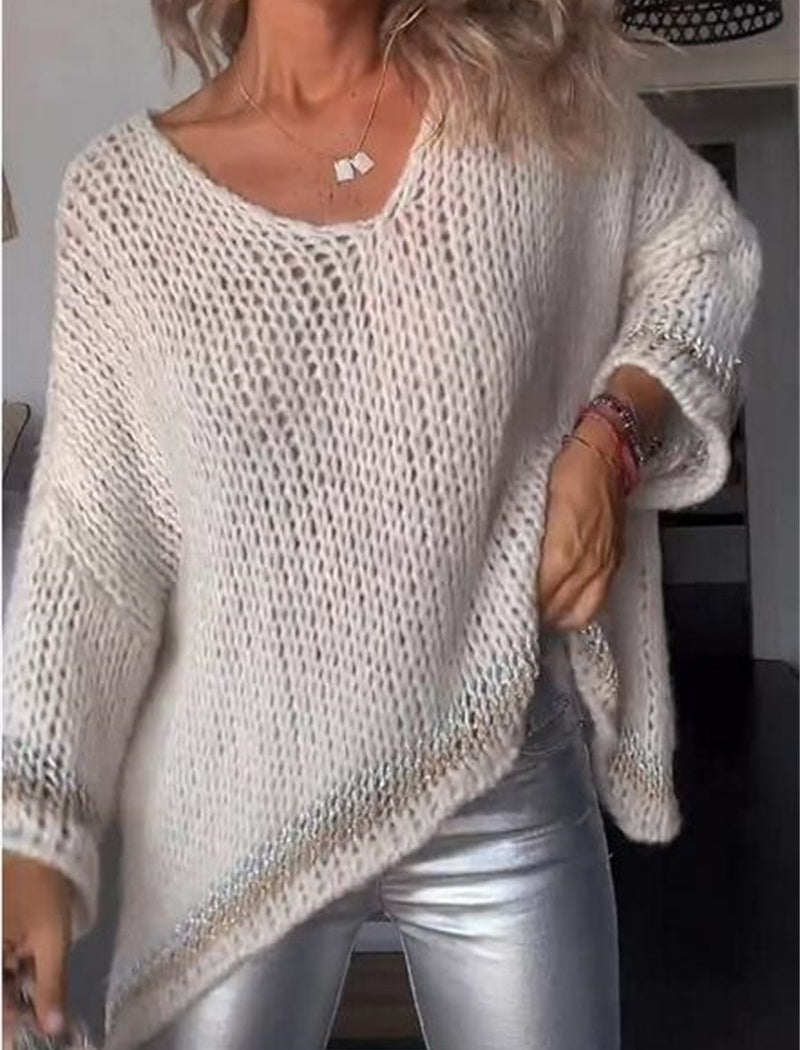 Loose Knit V-Neck Sweater