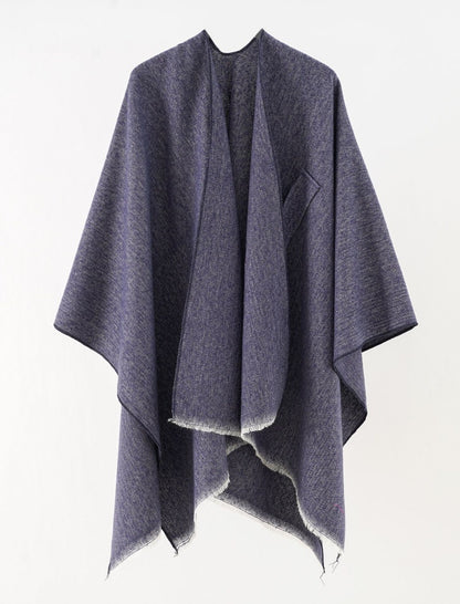 Two-Tone Oversized Shawl with Contrast Trim