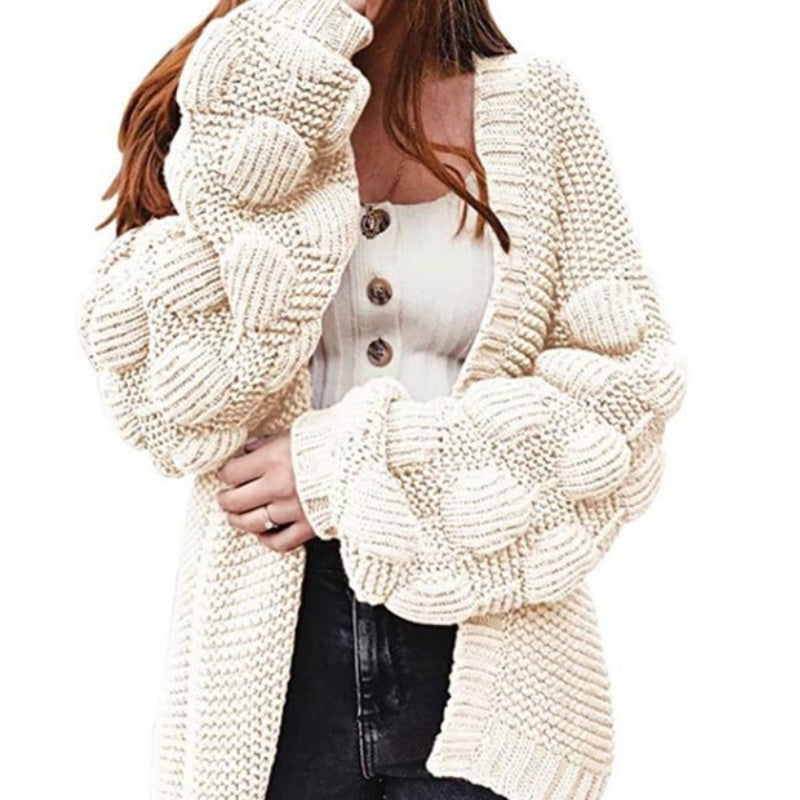 Bubble Sleeve Chunky Cardigan