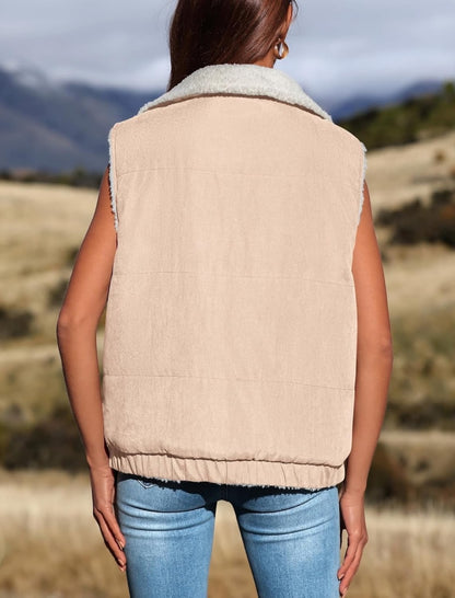 Sleeveless Puffer Vest with Zipper Front