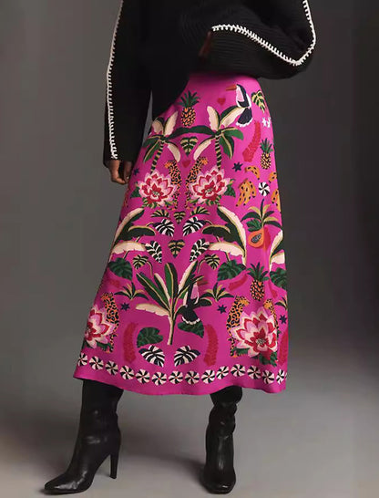 Floral Print High-Waisted Maxi Skirt