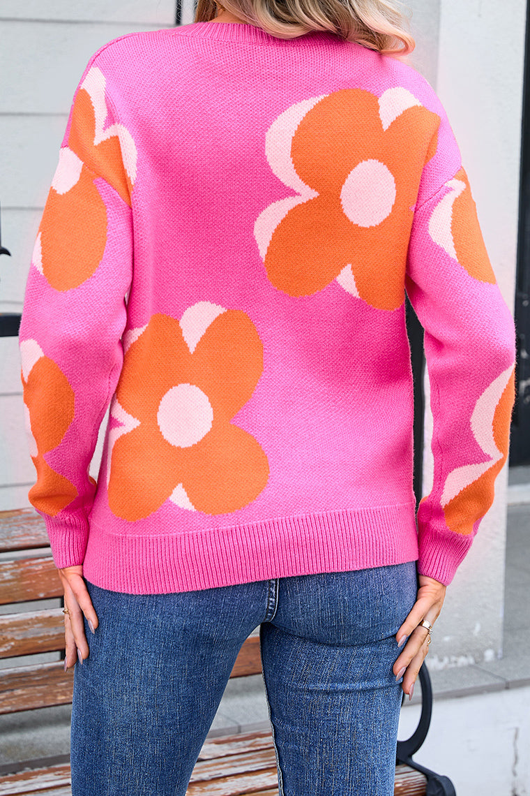 Floral Print Crewneck Sweater